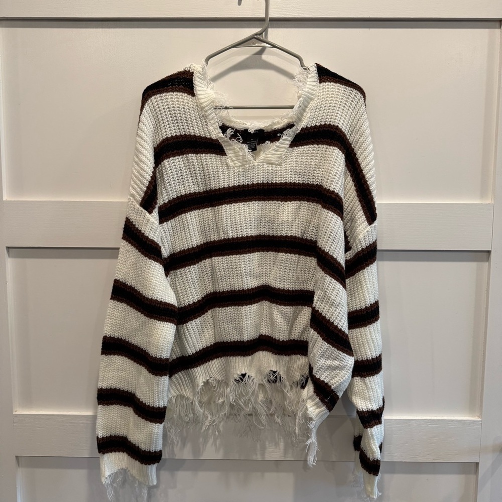 Rue21 Frayed Hem Striped 2X Sweater